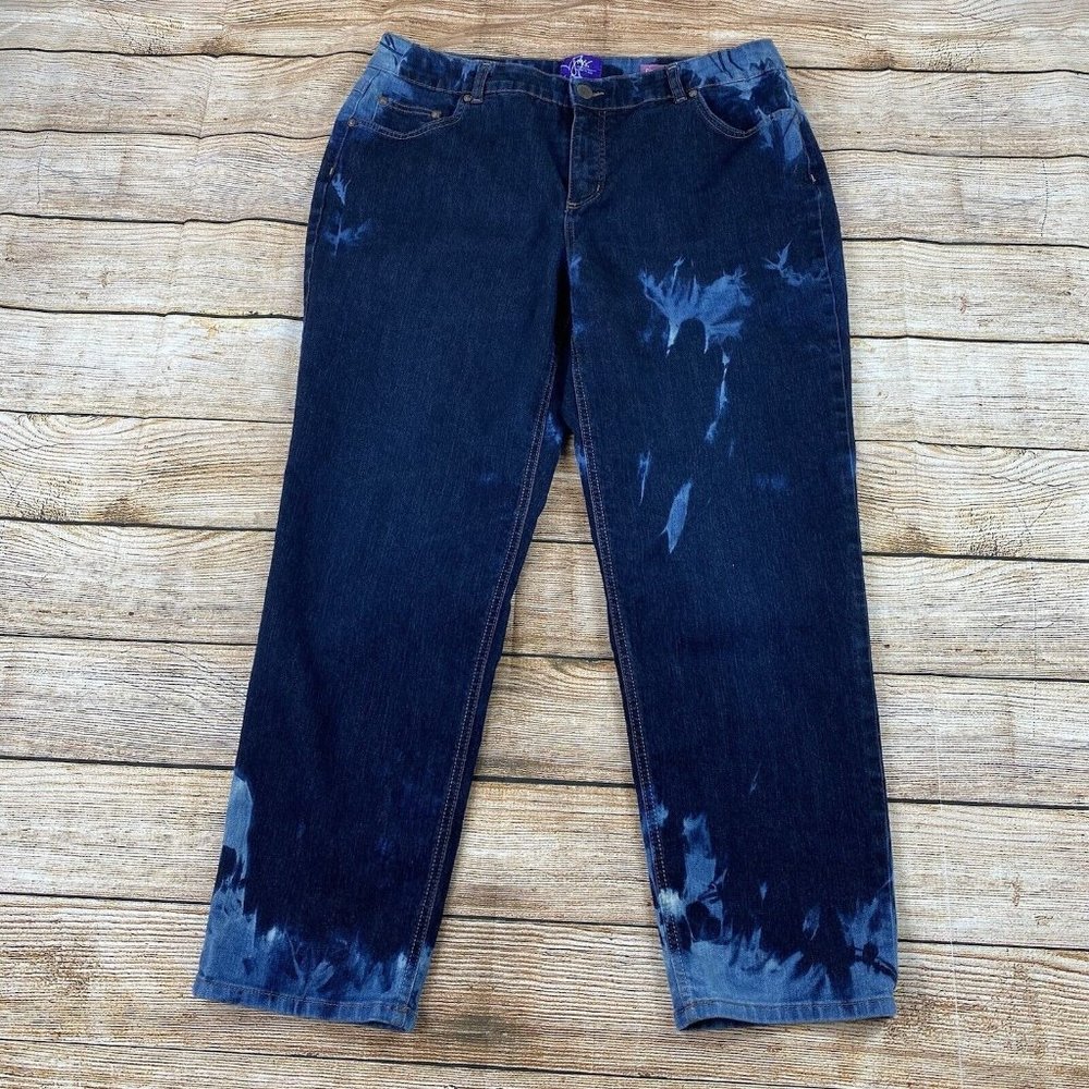 JMS Just My Size Classic Fit Denim Women Size 18 W Acid Wash Tie Dye Jeans NEW